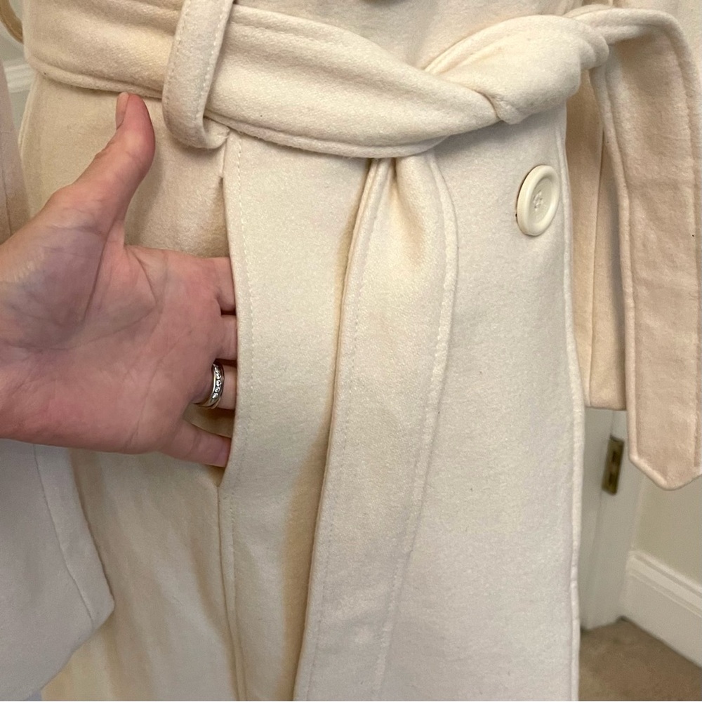 Guess Cream Winter White Long Belted Trench Coat - Picture 4 of 14